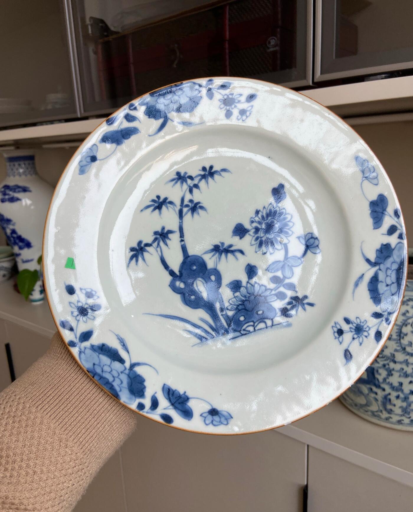 明清瓷器 清康熙青花花卉盘