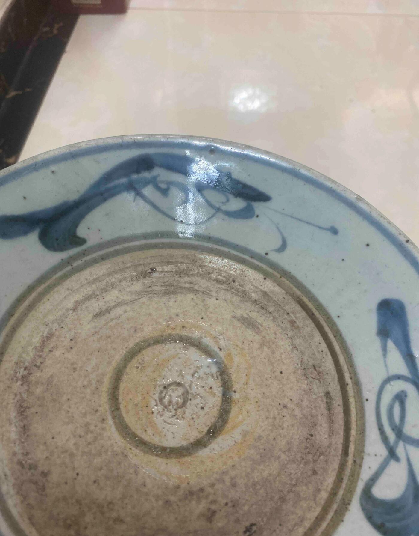 明清瓷器 清早期青花鱼藻紋盘一对