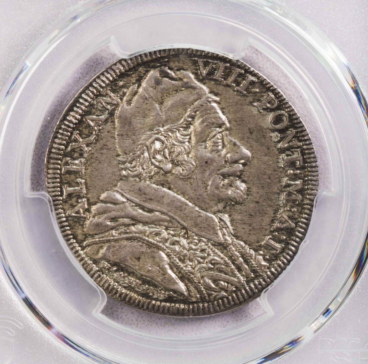 PCGS-MS63 1690教皇国老牛银币 唯一亚军