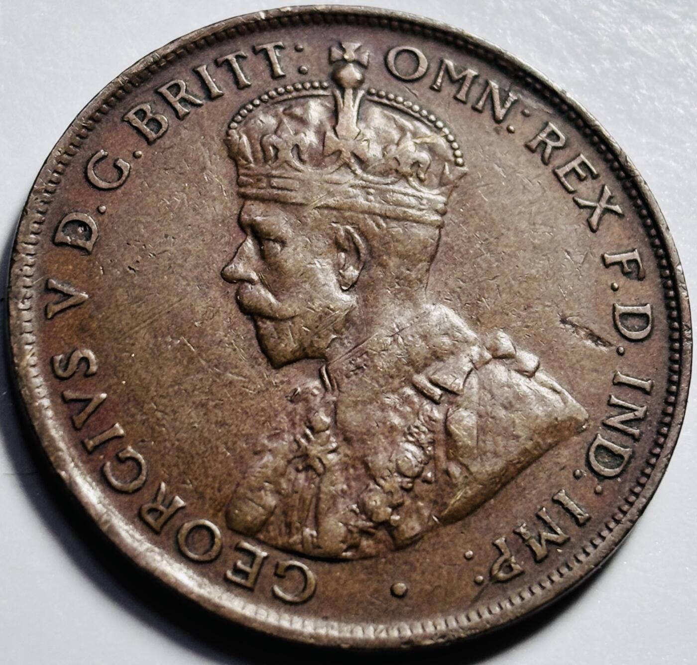 文馨钱币收藏第 203 场，英系套册纪念币，古铜币 极美品 1927 年英属澳大利亚 1 便士铜币