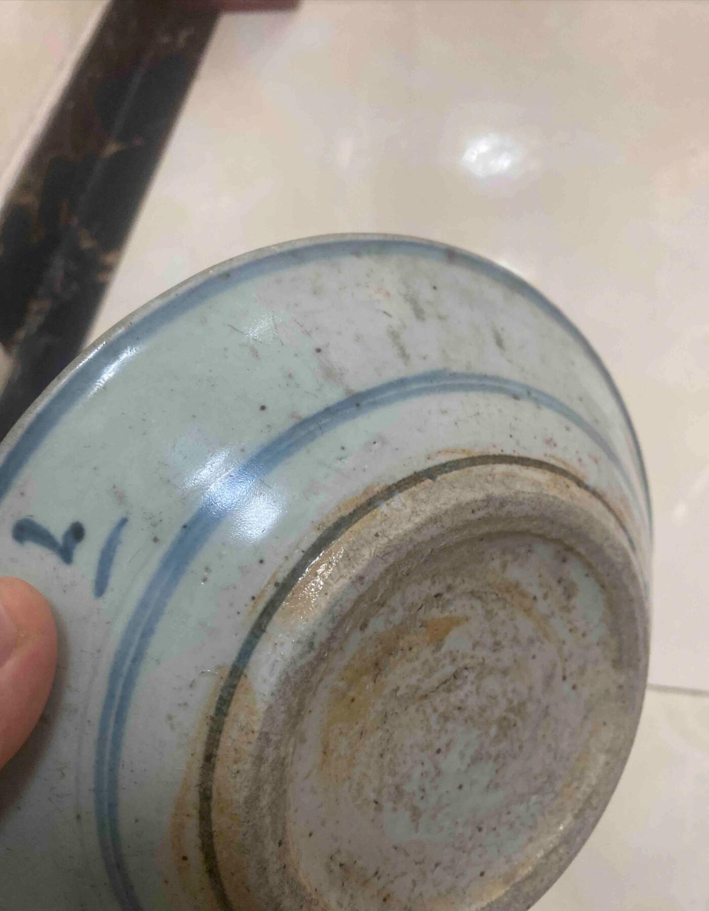 明清瓷器 清早期青花鱼藻紋盘一对