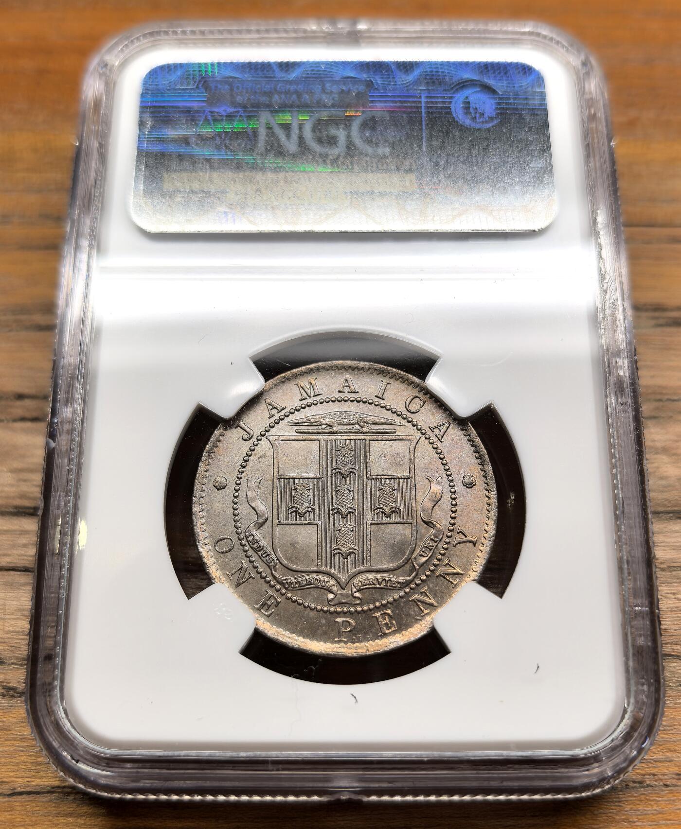 凡希社世界钱币微拍第二百九十四期 1910英属牙买加爱七1便士铜镍NGC-MS65