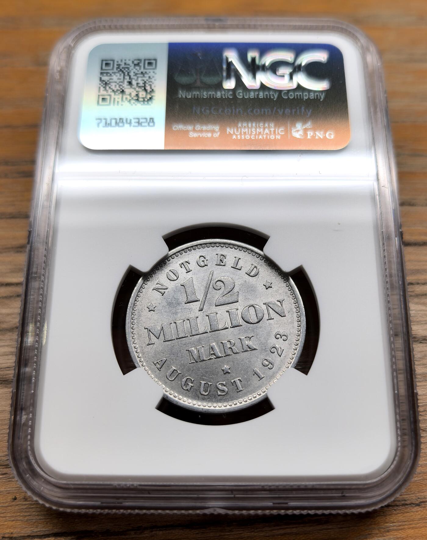 凡希社世界钱币微拍第二百九十四期 1923J德紧汉堡50万马克铝币NGC-MS64