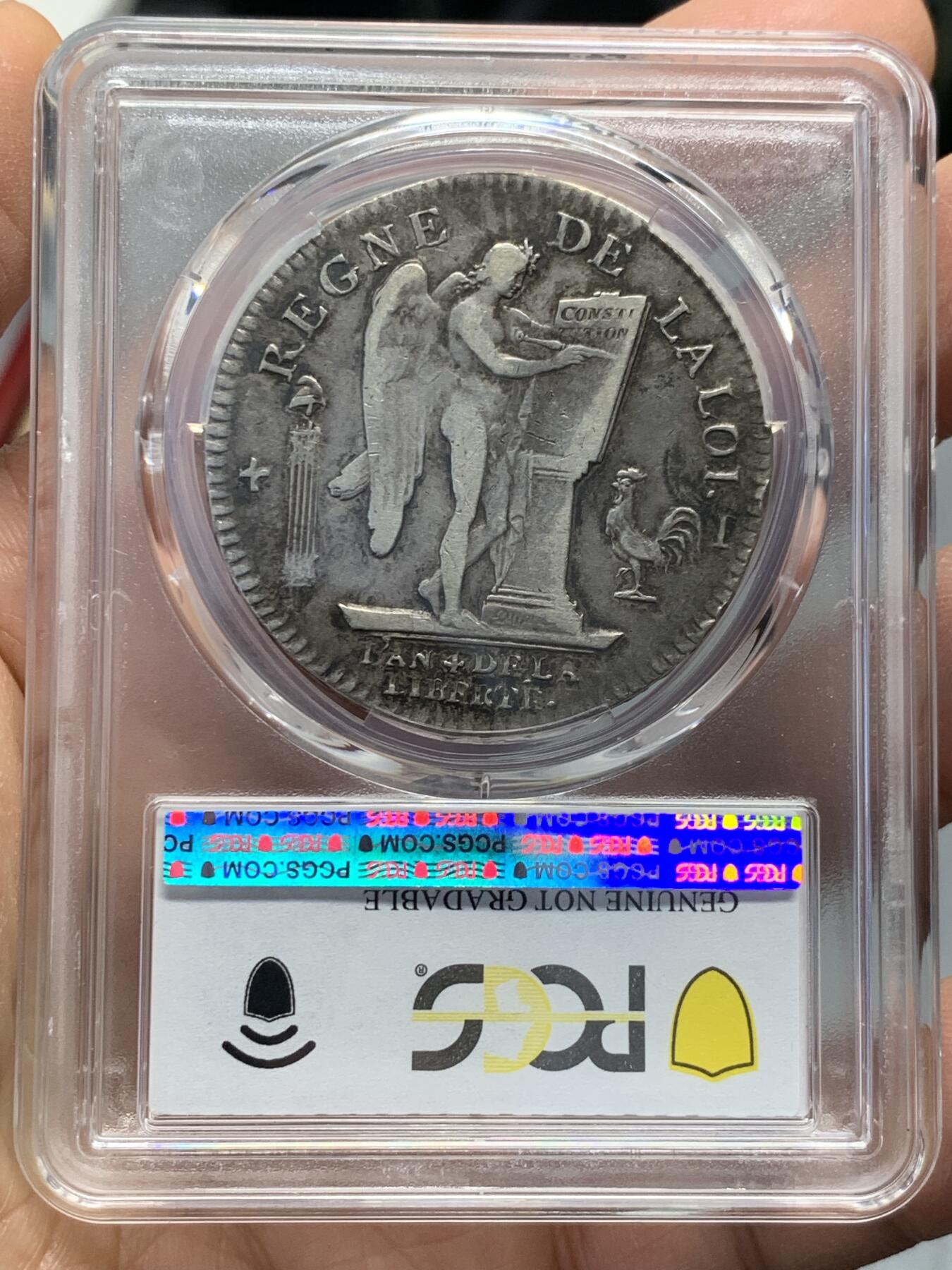 《竞宝斋》第342场 周日，周一，2场连拍 （全场包邮） PCGS VFD 法国1792年路易十六天使埃居 黑彩 细节见图