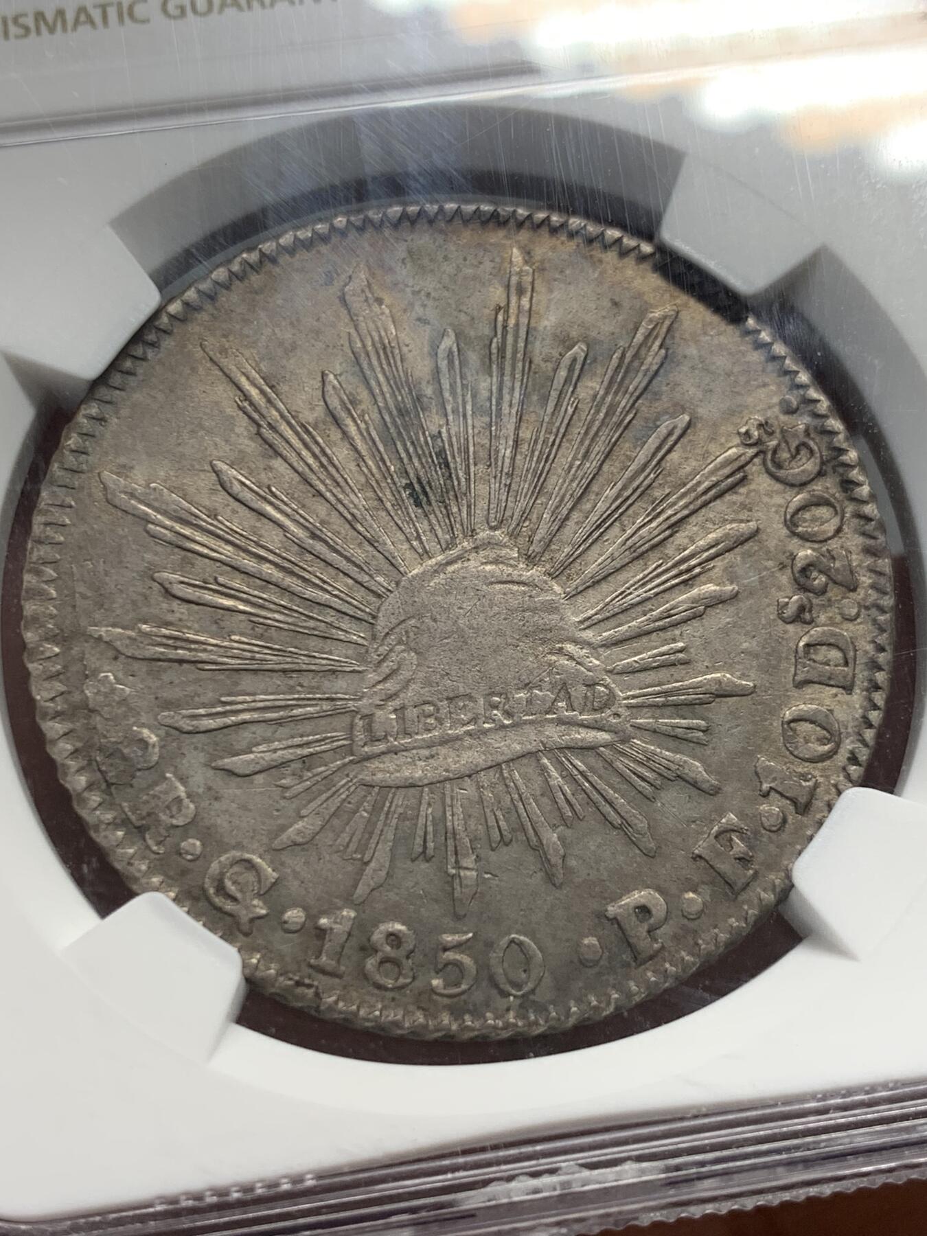 《竞宝斋》第342场 周日，周一，2场连拍 （全场包邮） NGC AUD 墨西哥 鹰洋 8瑞尔 1850 GO PF 中期鹰 AU状态难得