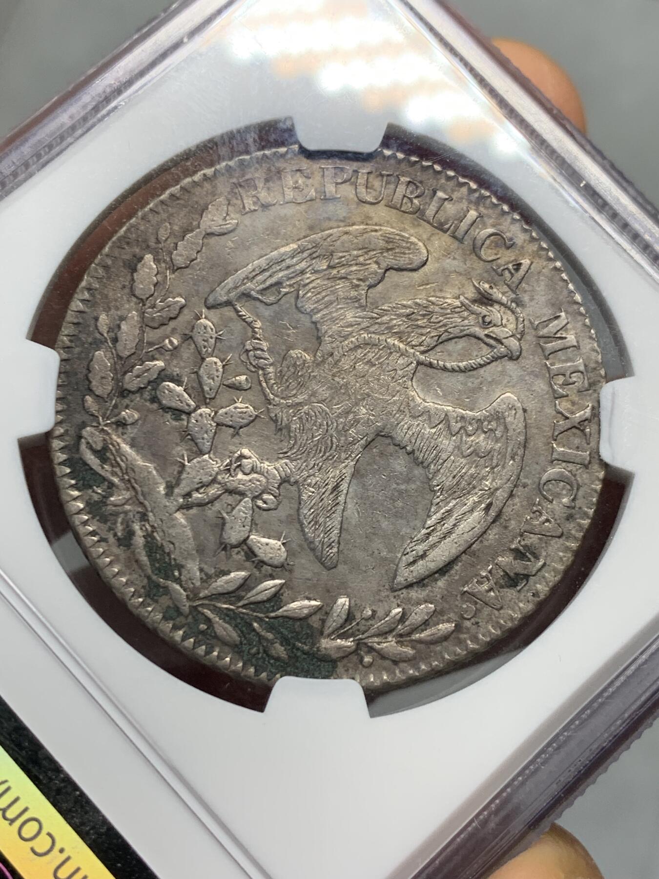 《竞宝斋》第342场 周日，周一，2场连拍 （全场包邮） NGC AUD 墨西哥 鹰洋 8瑞尔 1850 GO PF 中期鹰 AU状态难得