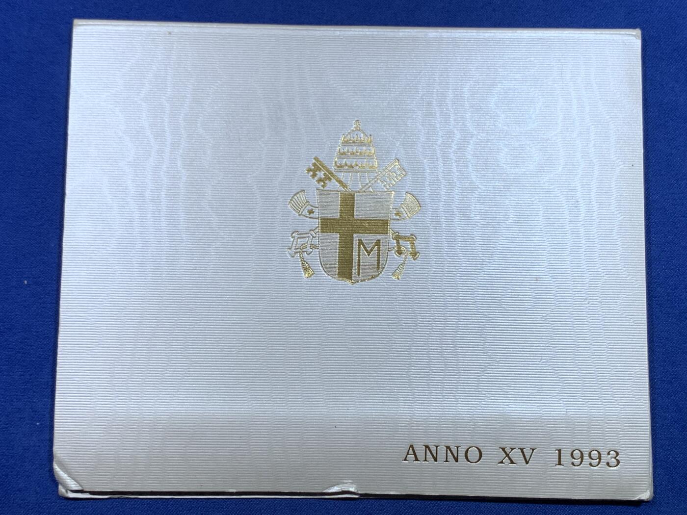 《竞宝斋》第342场 周日，周一，2场连拍 （全场包邮） 梵蒂冈1993年若望·保禄二世里拉套币卡册 7枚装 含1枚1000里拉银币(.835)