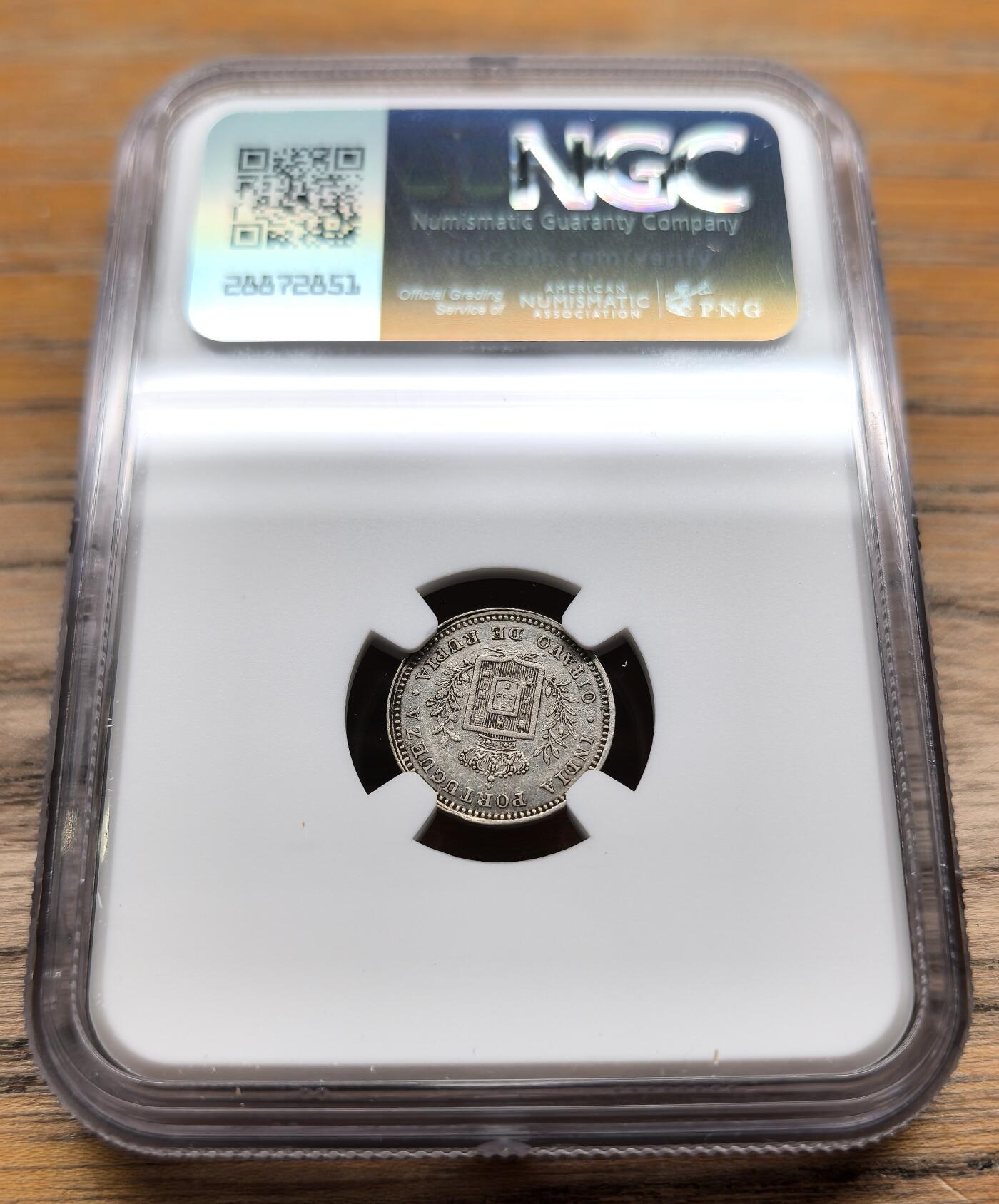 凡希社世界钱币微拍第二百九十四期 1881葡属印度1/8卢比NGC-UNCD