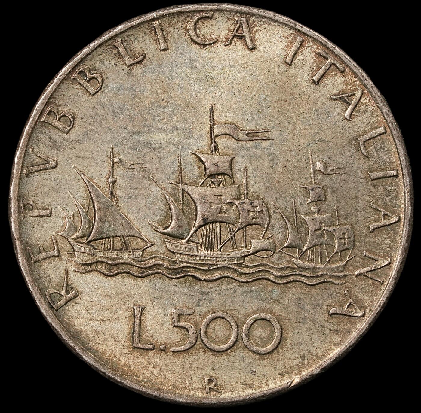 修遠堂世界钱币第五十二期 全场包邮 UNC 1961年意大利帆船500里拉银币 11g