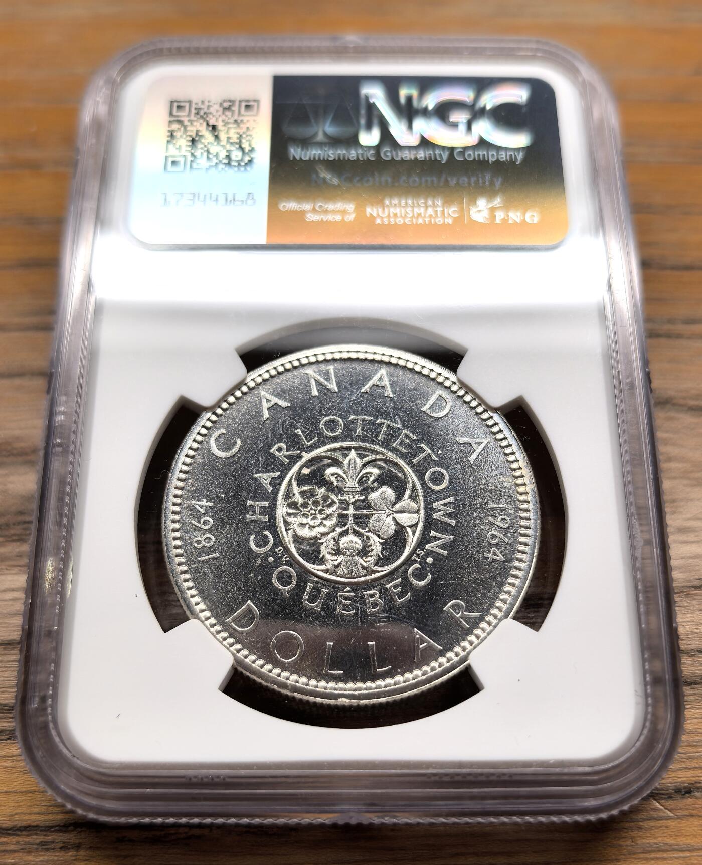凡希社世界钱币微拍第二百九十四期 1964加拿大魁北克纪念DOLLAR大银NGC-PL66