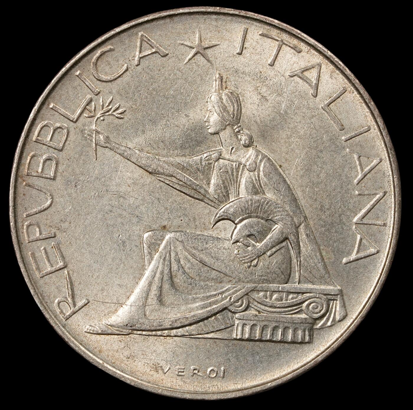修遠堂世界钱币第五十二期 全场包邮 UNC 1961年意大利500里拉银币 11g