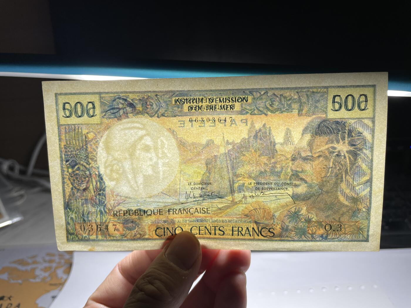 2024年集古藏今外币拍卖第十九期-第10场—（总第190拍-纸币专场），本期拍完结算一次，发货时间2-3天，休息几天后继续新的一期拍卖。 法属太平洋500法郎