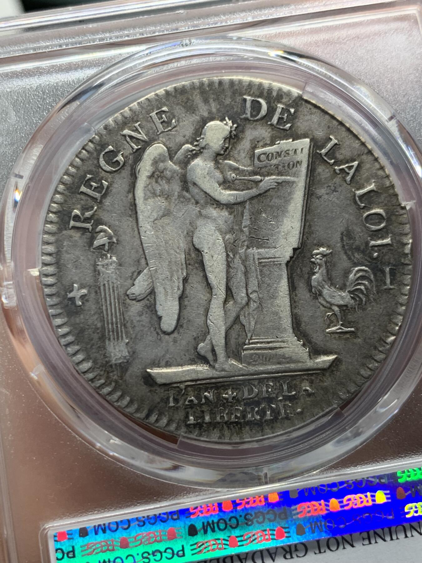 《竞宝斋》第342场 周日，周一，2场连拍 （全场包邮） PCGS VFD 法国1792年路易十六天使埃居 黑彩 细节见图