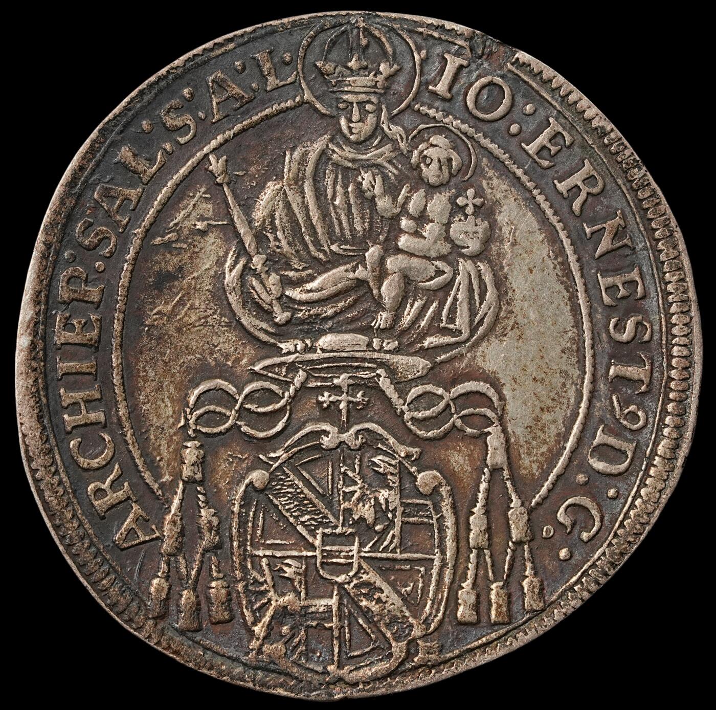 修遠堂世界钱币第五十二期 全场包邮 1694年神圣罗马帝国萨尔茨堡主教区1/4泰勒银币 7.22g