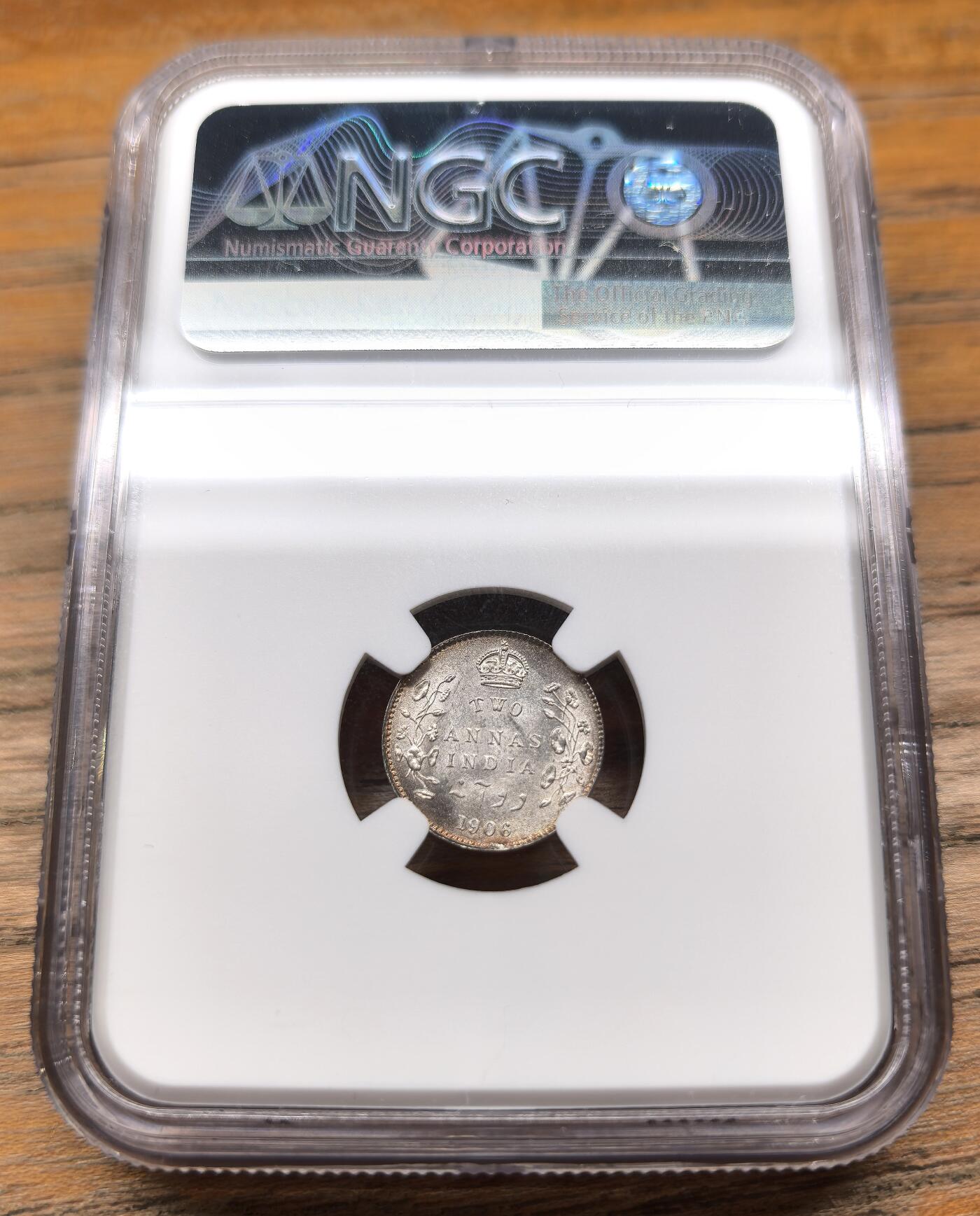 凡希社世界钱币微拍第二百九十四期 1906英属印度爱七2安那银币NGC-MS64
