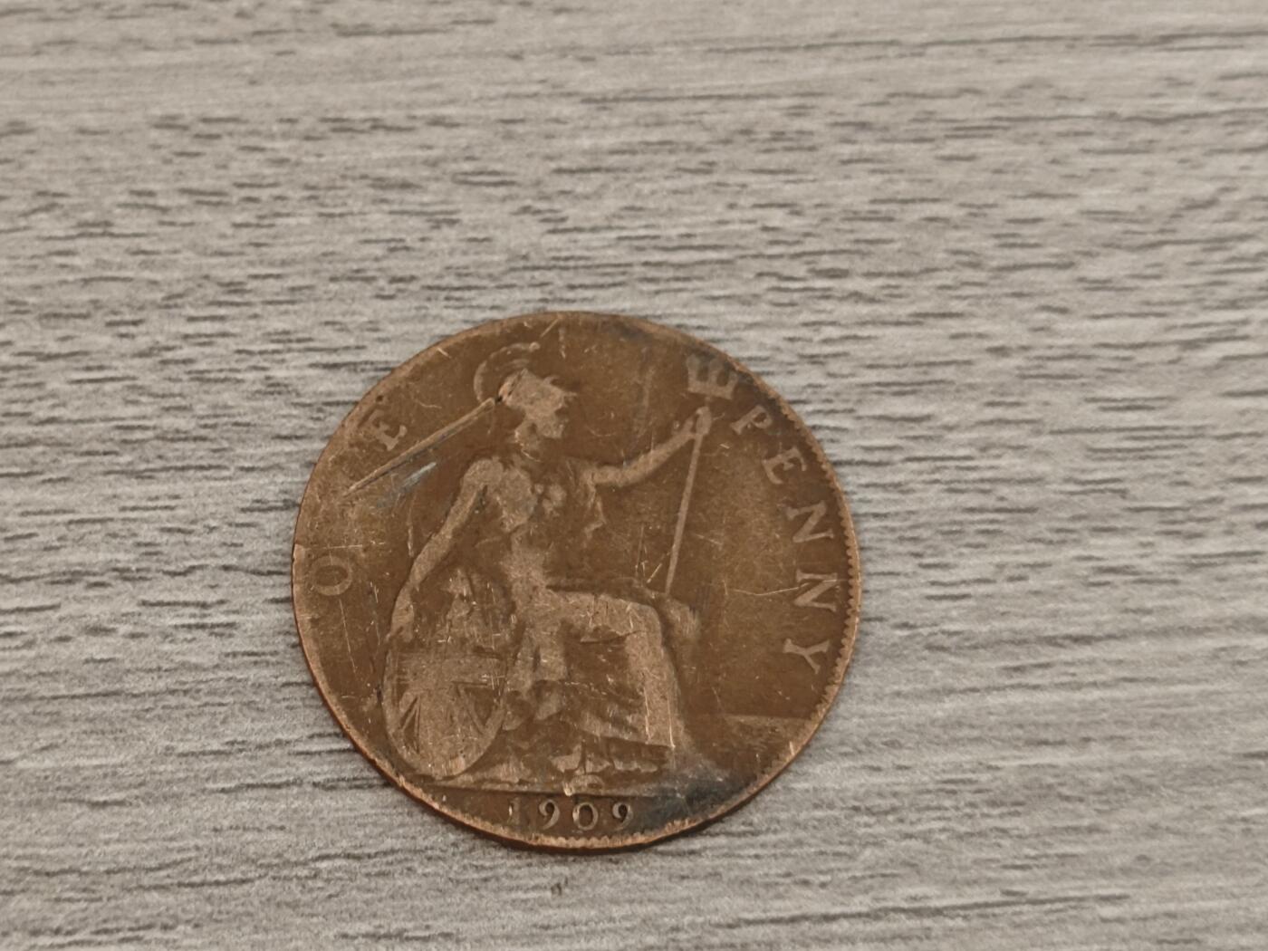 小小杂货铺22期  满五十包邮 可寄存 一元佣金 （银币、散币） 1909年一便士