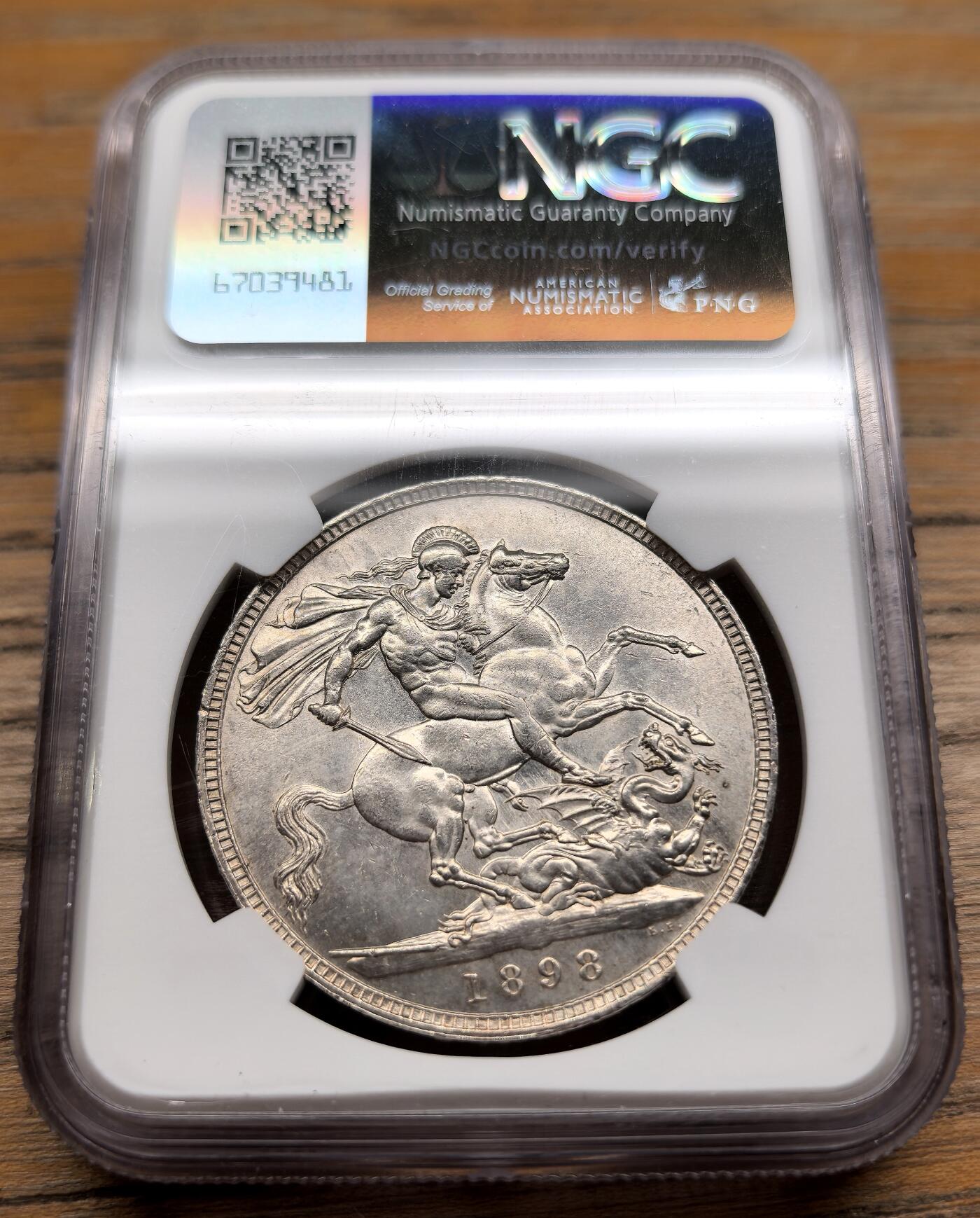 凡希社世界钱币微拍第二百九十四期 荐！1898英国老维批纱马剑NGC-MS61