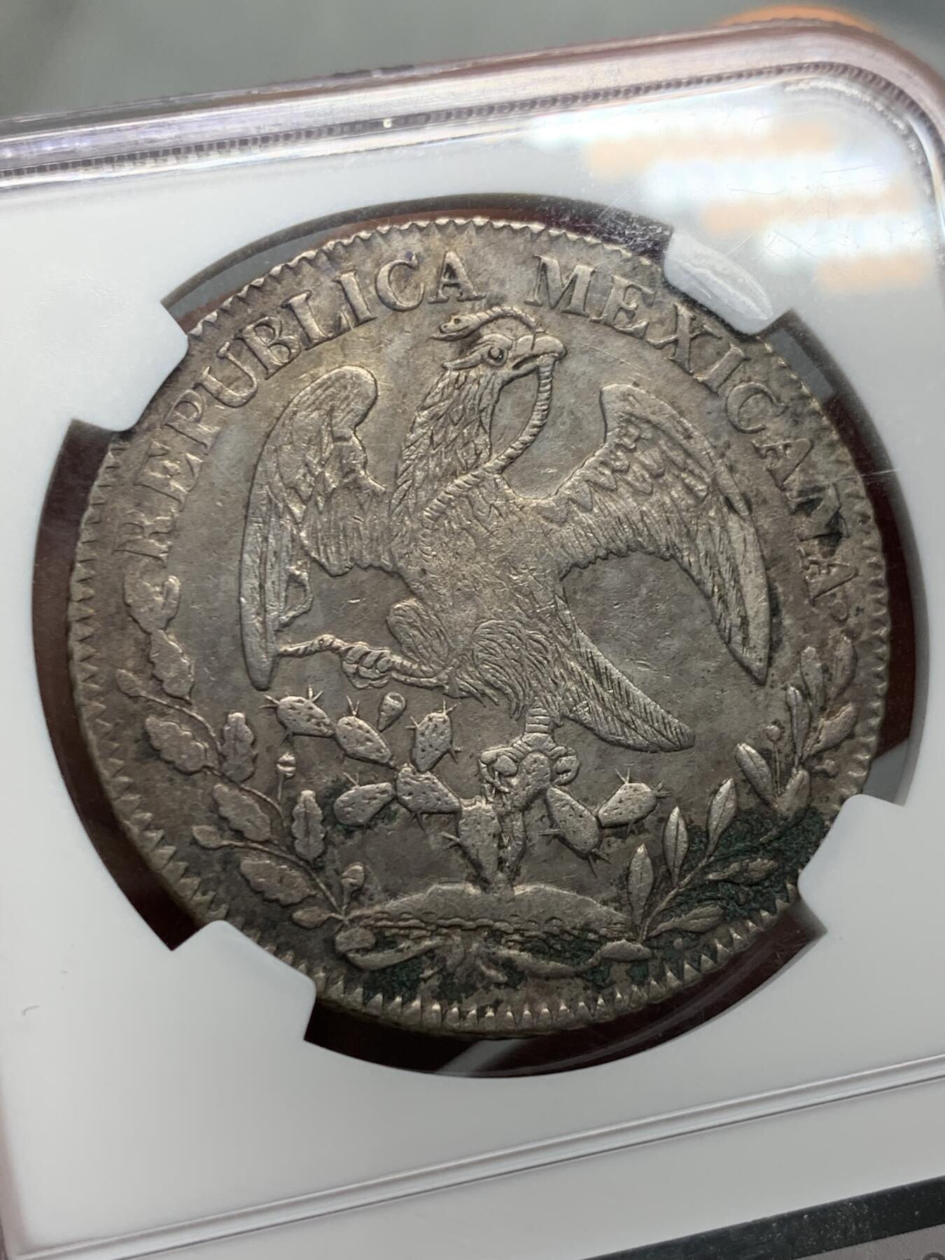 《竞宝斋》第342场 周日，周一，2场连拍 （全场包邮） NGC AUD 墨西哥 鹰洋 8瑞尔 1850 GO PF 中期鹰 AU状态难得