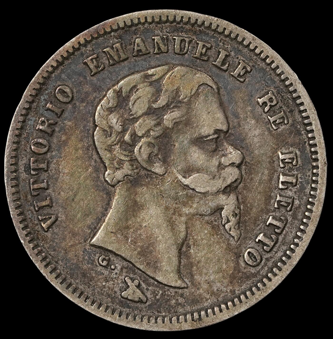 修遠堂世界钱币第五十二期 全场包邮 1860年意大利50分银币 2.45g