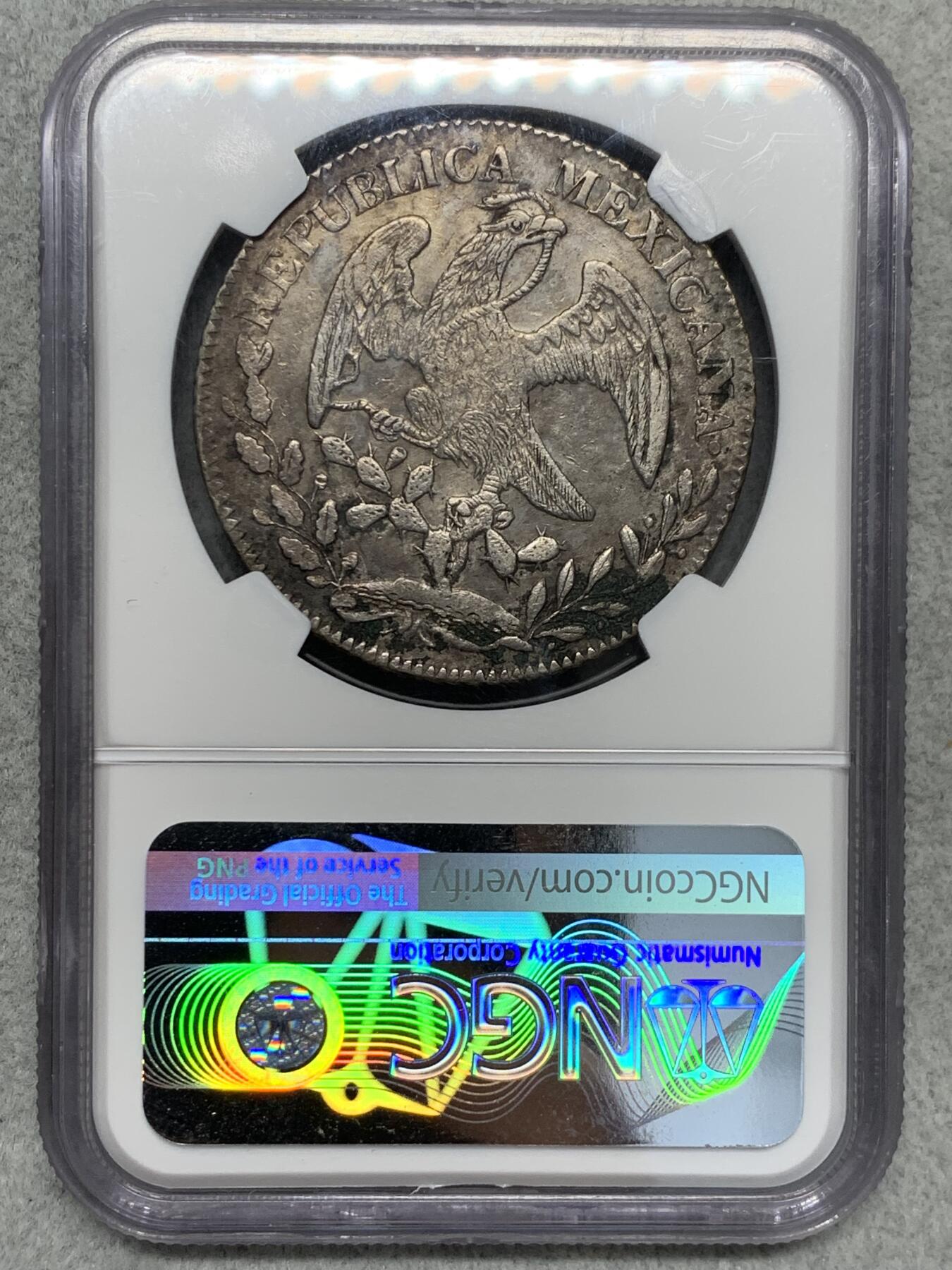 《竞宝斋》第342场 周日，周一，2场连拍 （全场包邮） NGC AUD 墨西哥 鹰洋 8瑞尔 1850 GO PF 中期鹰 AU状态难得