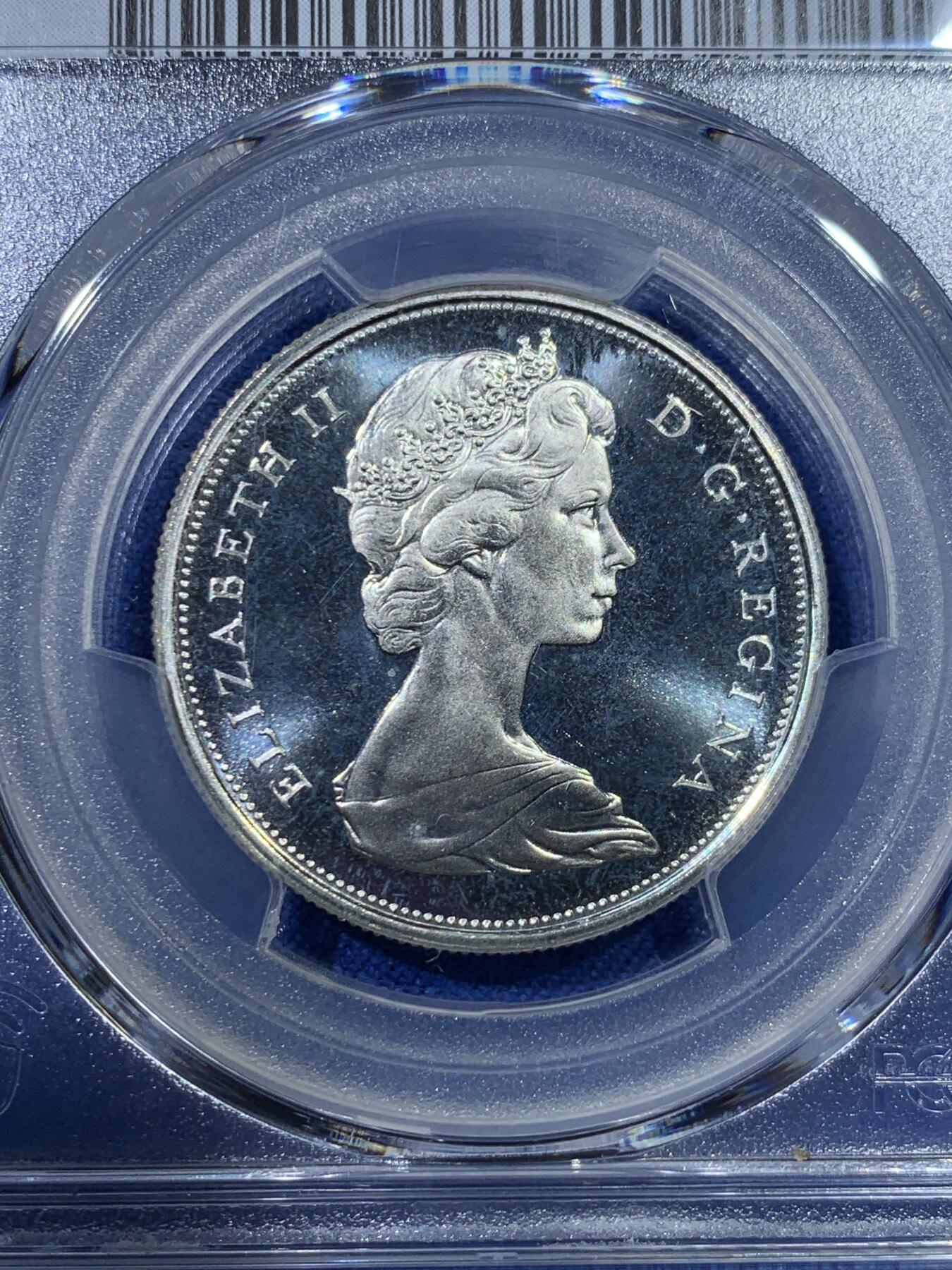 《竞宝斋》第342场 周日，周一，2场连拍 （全场包邮） PCGS PL67 加拿大1967年50分精制银币，高分好品，亚军分，此分数合适收藏！