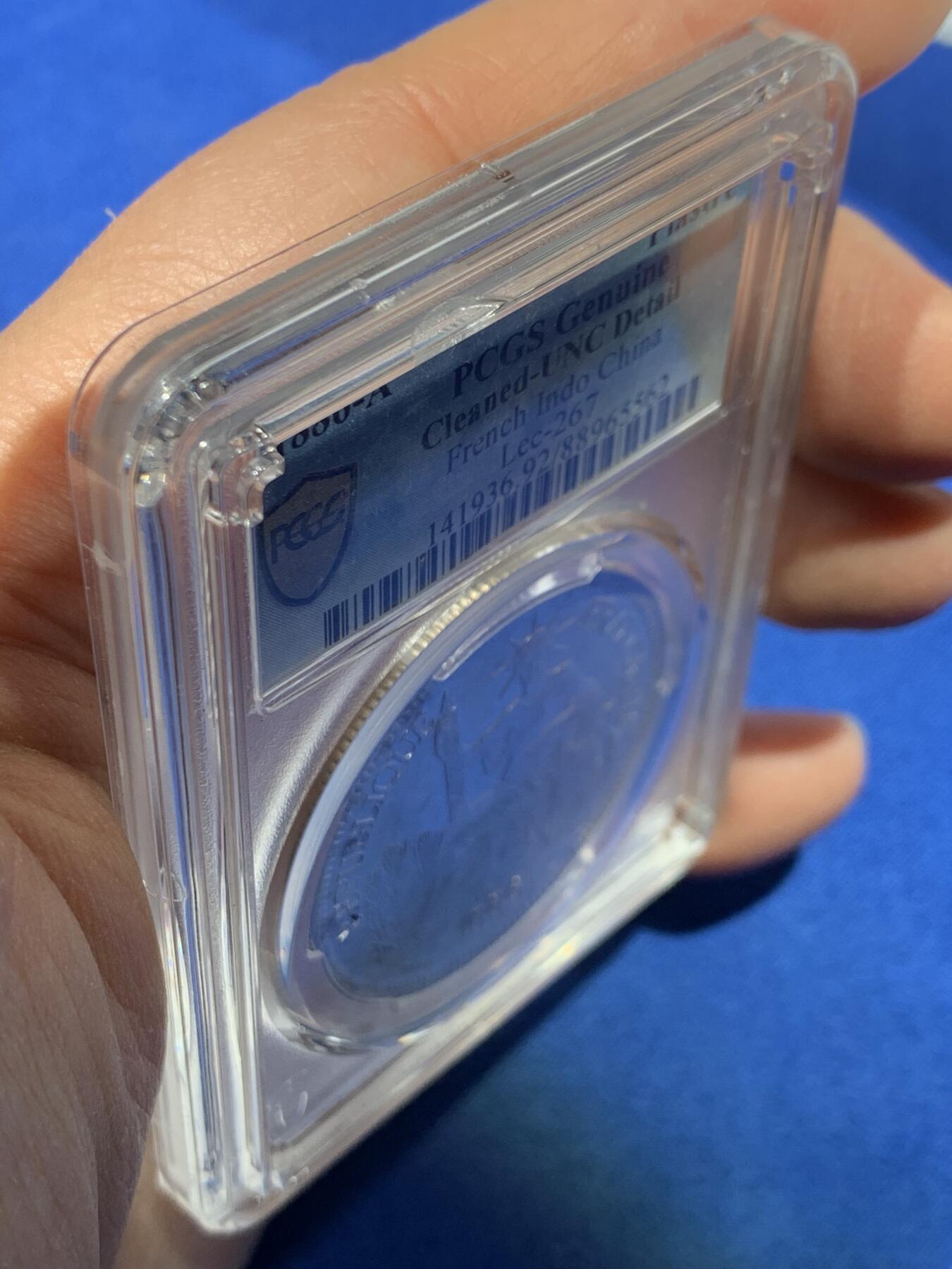 《竞宝斋》第342场 周日，周一，2场连拍 （全场包邮） PCGS UNCD 法属印支1886坐洋1皮亚斯特银币 加重版