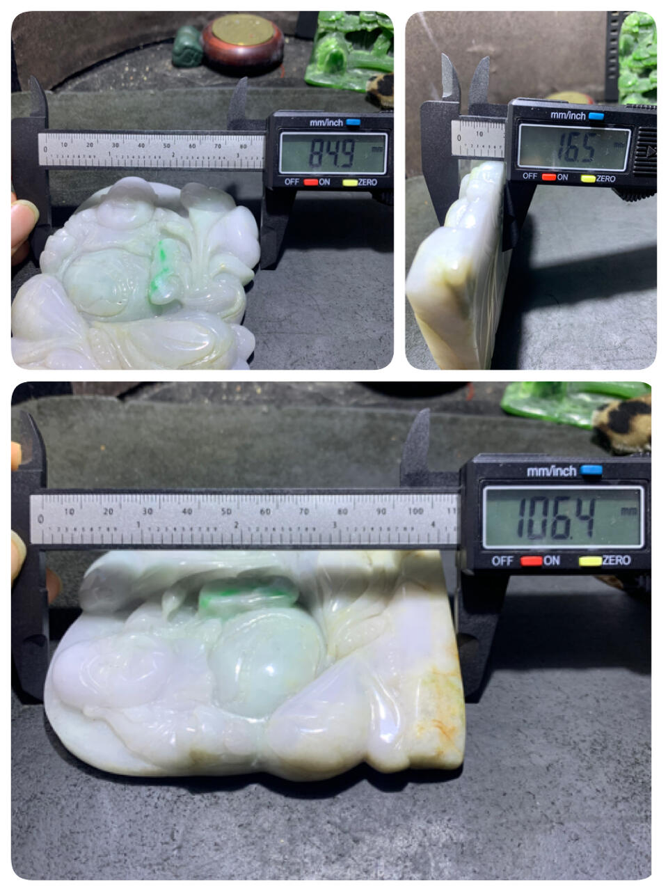 天然A货翡翠糯种飘花雕刻弥勒佛牌子摆件一个！