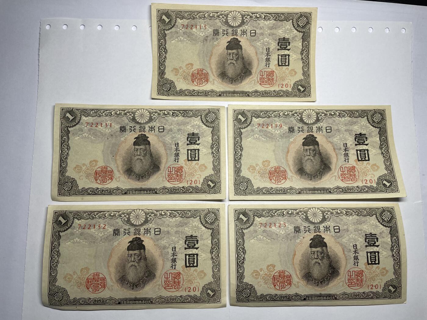 2024年集古藏今外币拍卖第十九期-第10场—（总第190拍-纸币专场），本期拍完结算一次，发货时间2-3天，休息几天后继续新的一期拍卖。 日本银行券一元5张