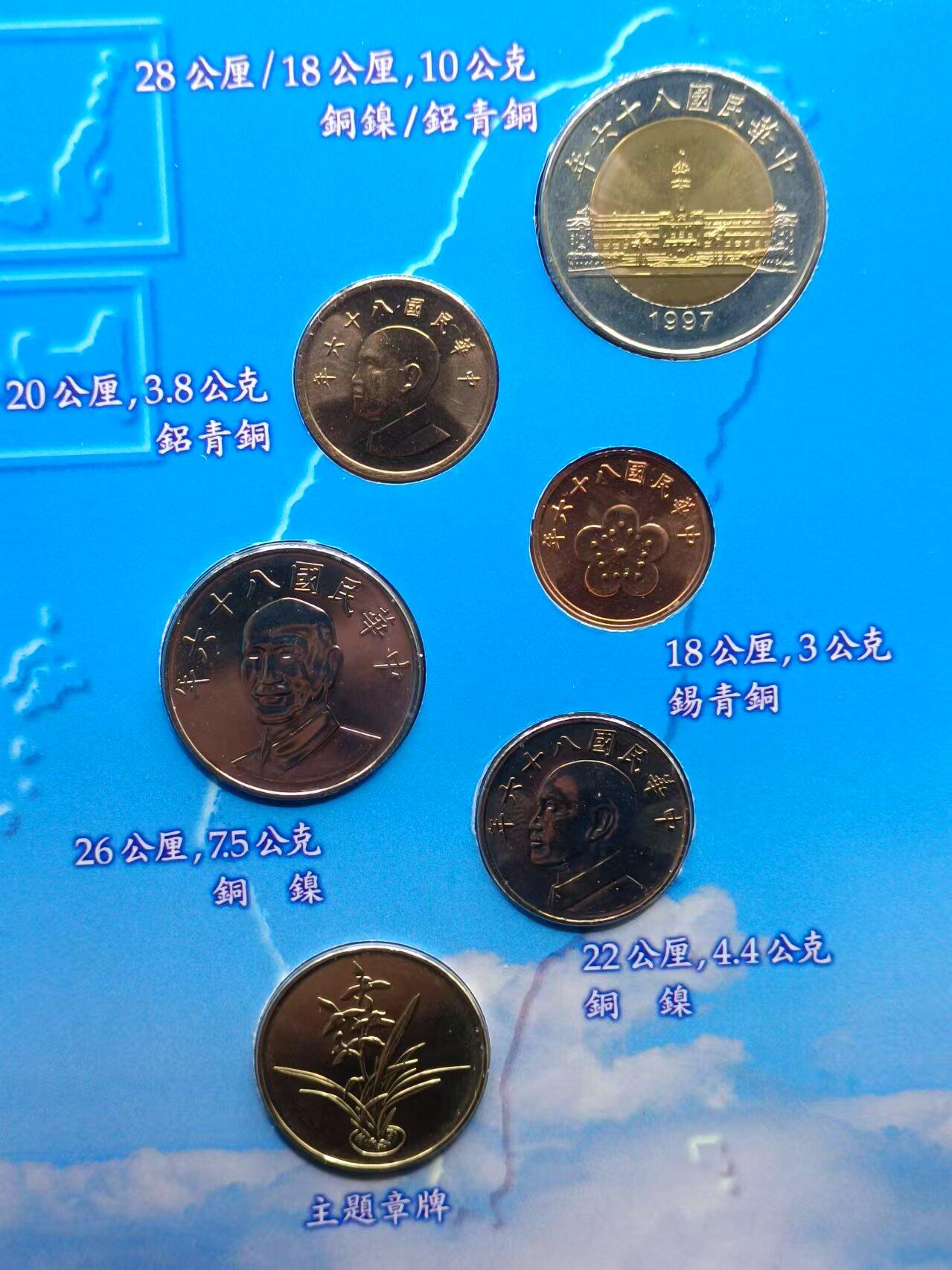 【淘币小摊】实时拍第七百零一拍  银币套币场  满百包邮可预留二周 每周一统一发货   台湾省中华民国八十六年新台币蝴蝶套币