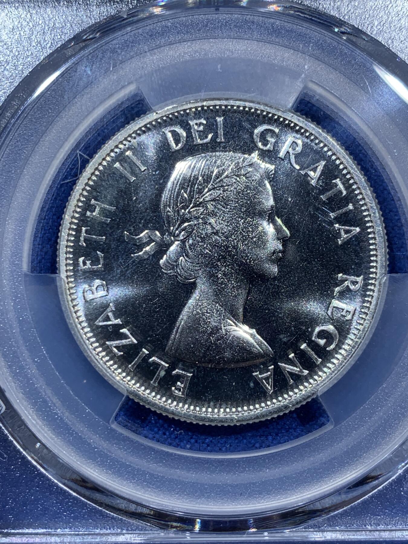 《竞宝斋》第343场 周日，周一，2场连拍 （全场包邮） PCGS PL67 加拿大1964年50分精制银币，高分好品，亚军分！