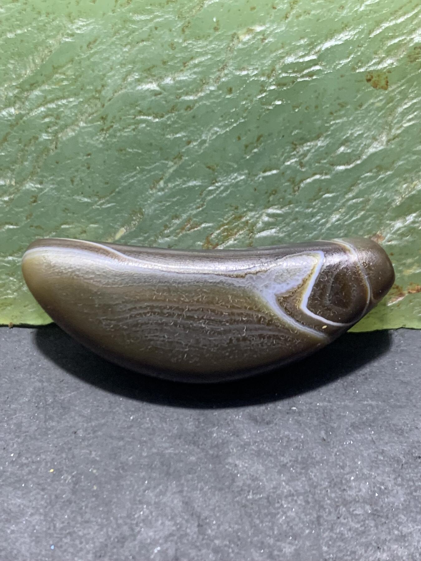 精美高玉化天眼纹风化纹缠丝玛瑙锁骨坠，（牛角珠）一颗