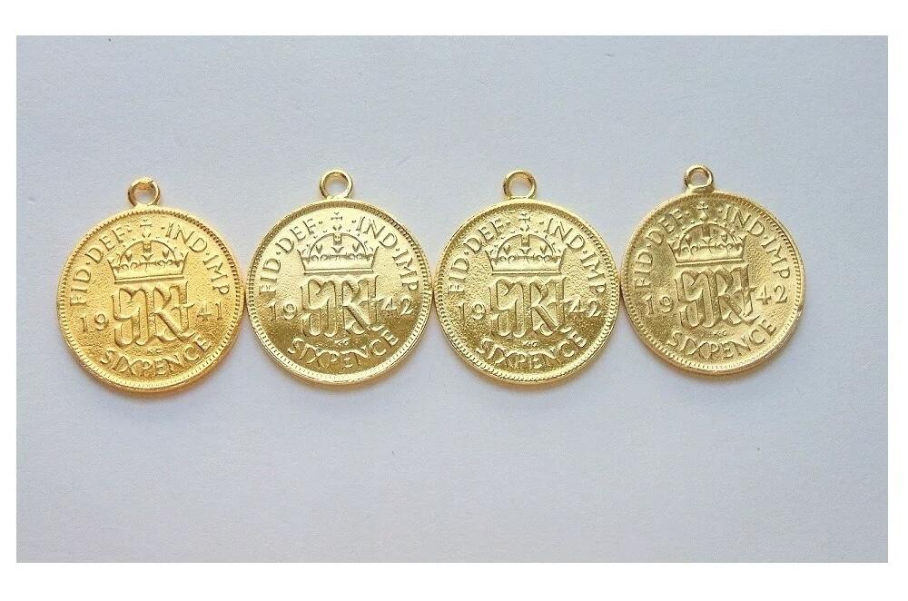 单枚价 英国二战期间乔治六世镀金高浮雕精制币章吊坠20MM