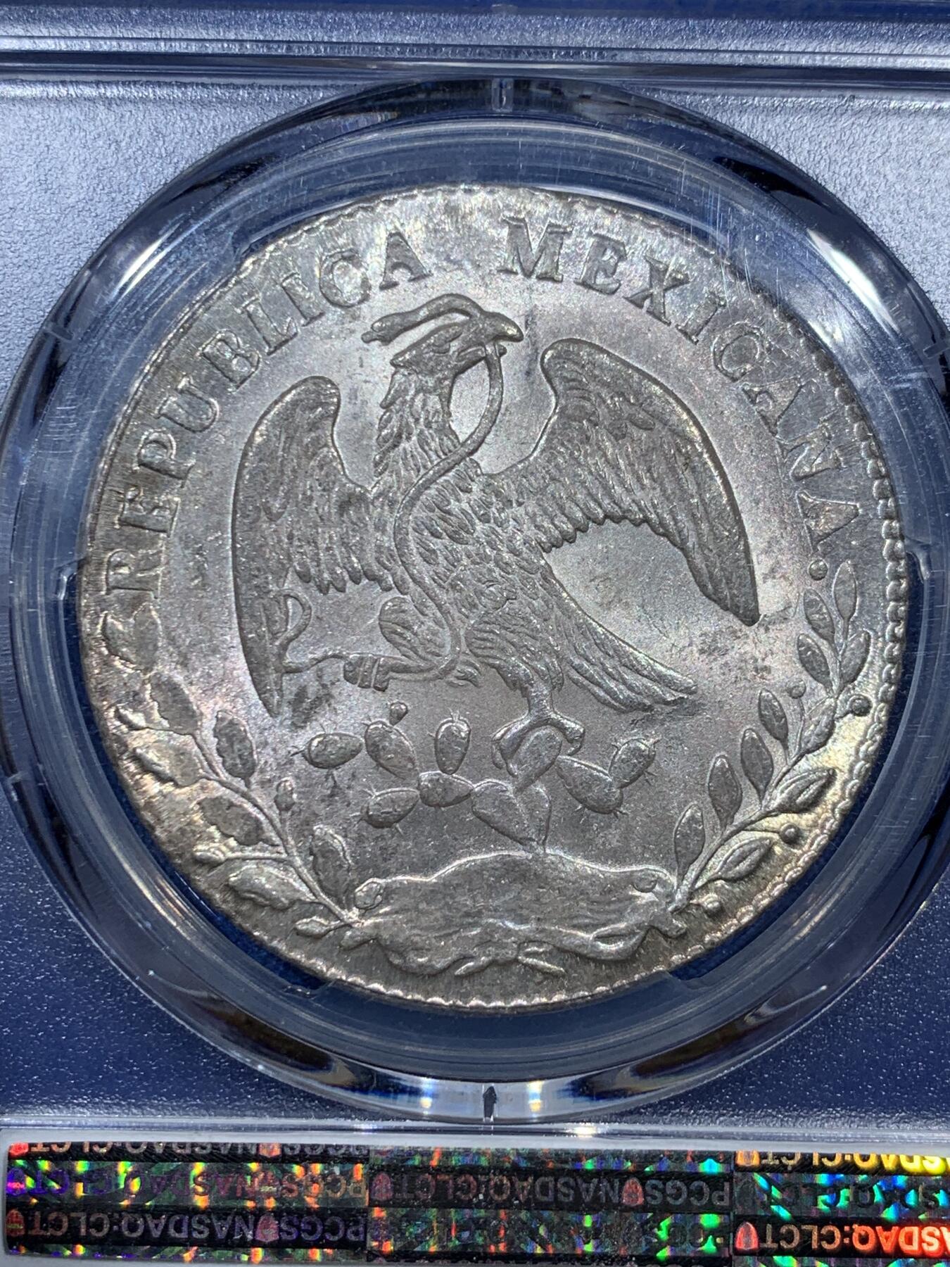 《竞宝斋》第343场 周日，周一，2场连拍 （全场包邮） PCGS MS64 墨西哥 鹰洋 8瑞尔 1886 PI LC 转光极佳 品相一流 亚军分 更高分仅一枚