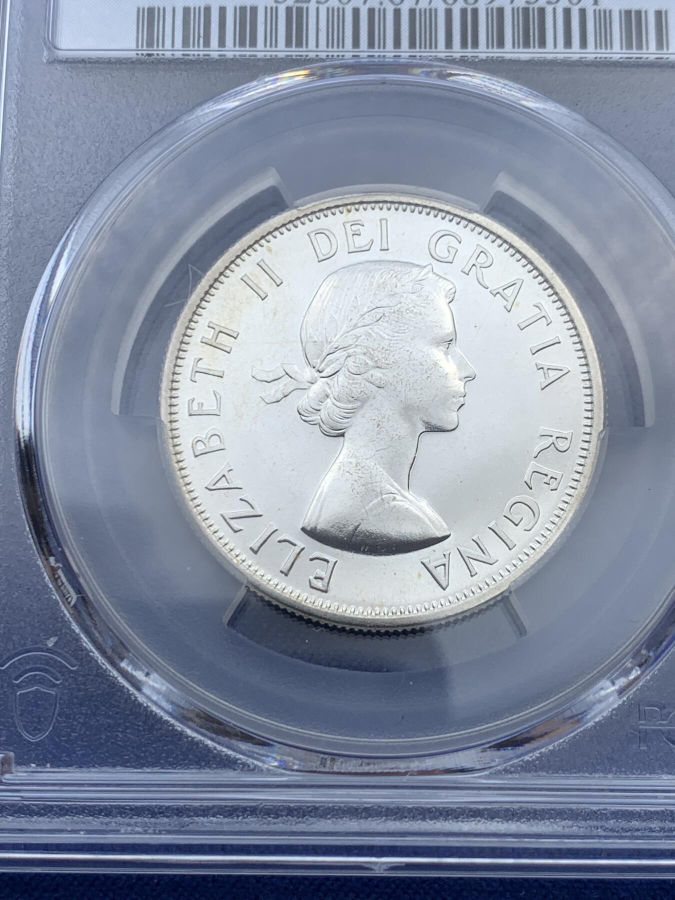 《竞宝斋》第343场 周日，周一，2场连拍 （全场包邮） PCGS PL67 加拿大1964年50分精制银币，高分好品，亚军分！