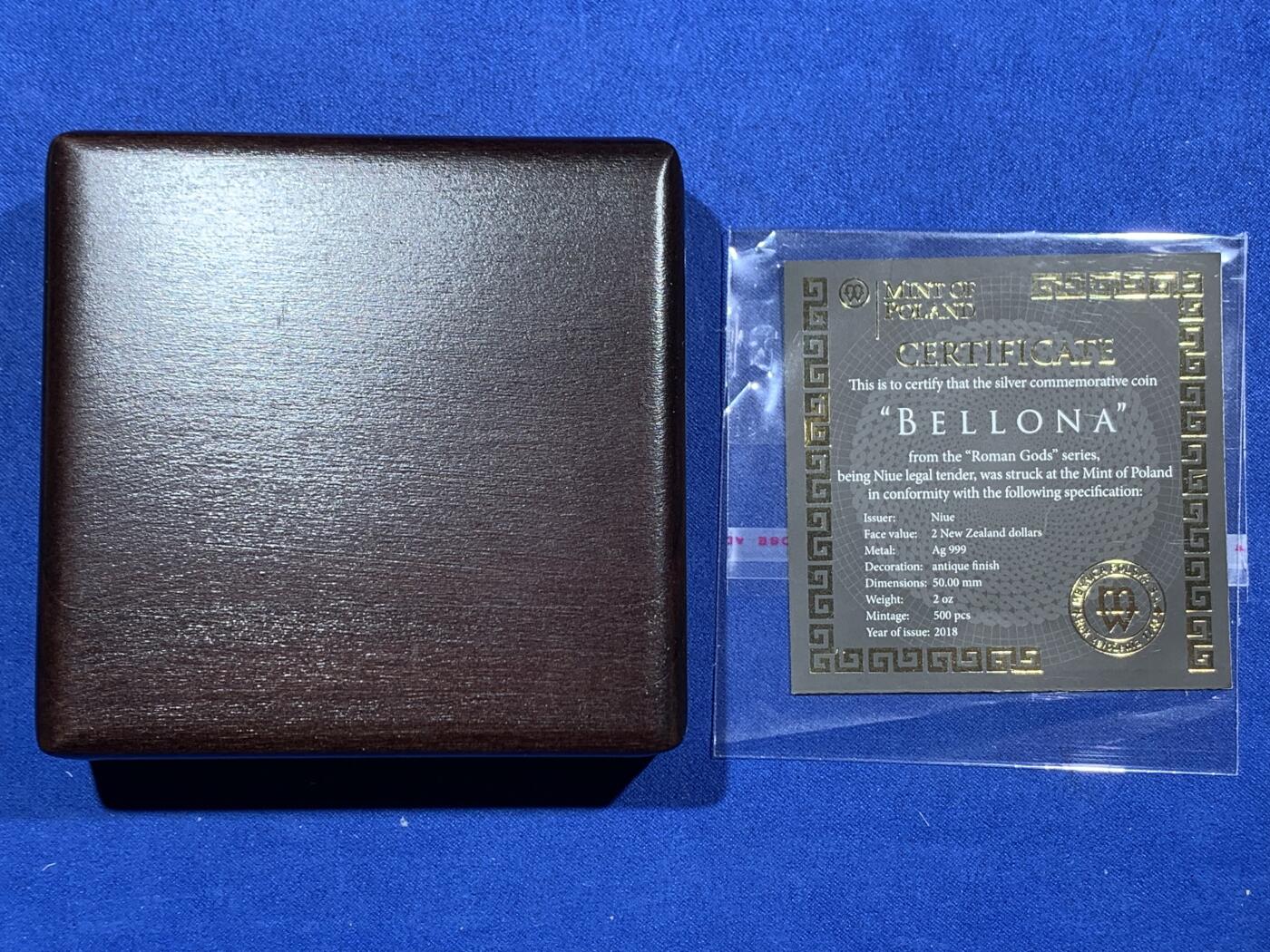 《竞宝斋》第343场 周日，周一，2场连拍 （全场包邮） NGC MS70ANTIQUED 纽埃2018年罗马众神系列—“贝罗娜”女战神，2盎司高浮雕仿古银币，满分70分，盒证齐全