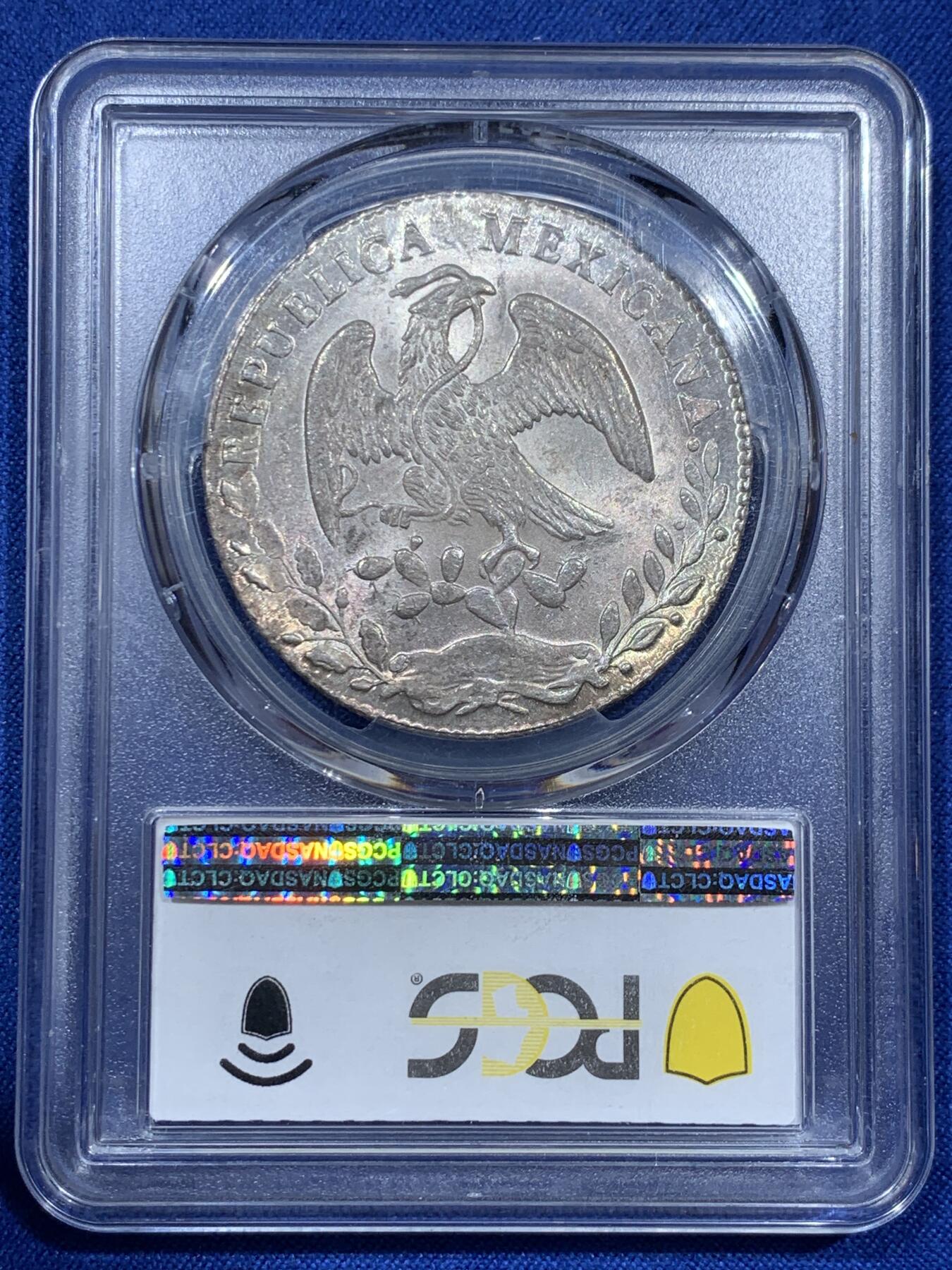 《竞宝斋》第343场 周日，周一，2场连拍 （全场包邮） PCGS MS64 墨西哥 鹰洋 8瑞尔 1886 PI LC 转光极佳 品相一流 亚军分 更高分仅一枚