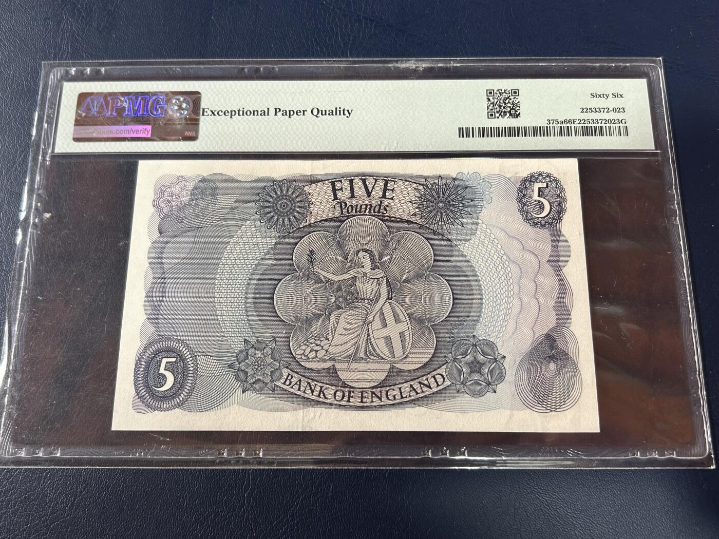 收藏联盟Quantum Auction 第404期拍卖 @征集拍品 长期供货可享分佣福利 1963-66年英国5镑 PMG66E