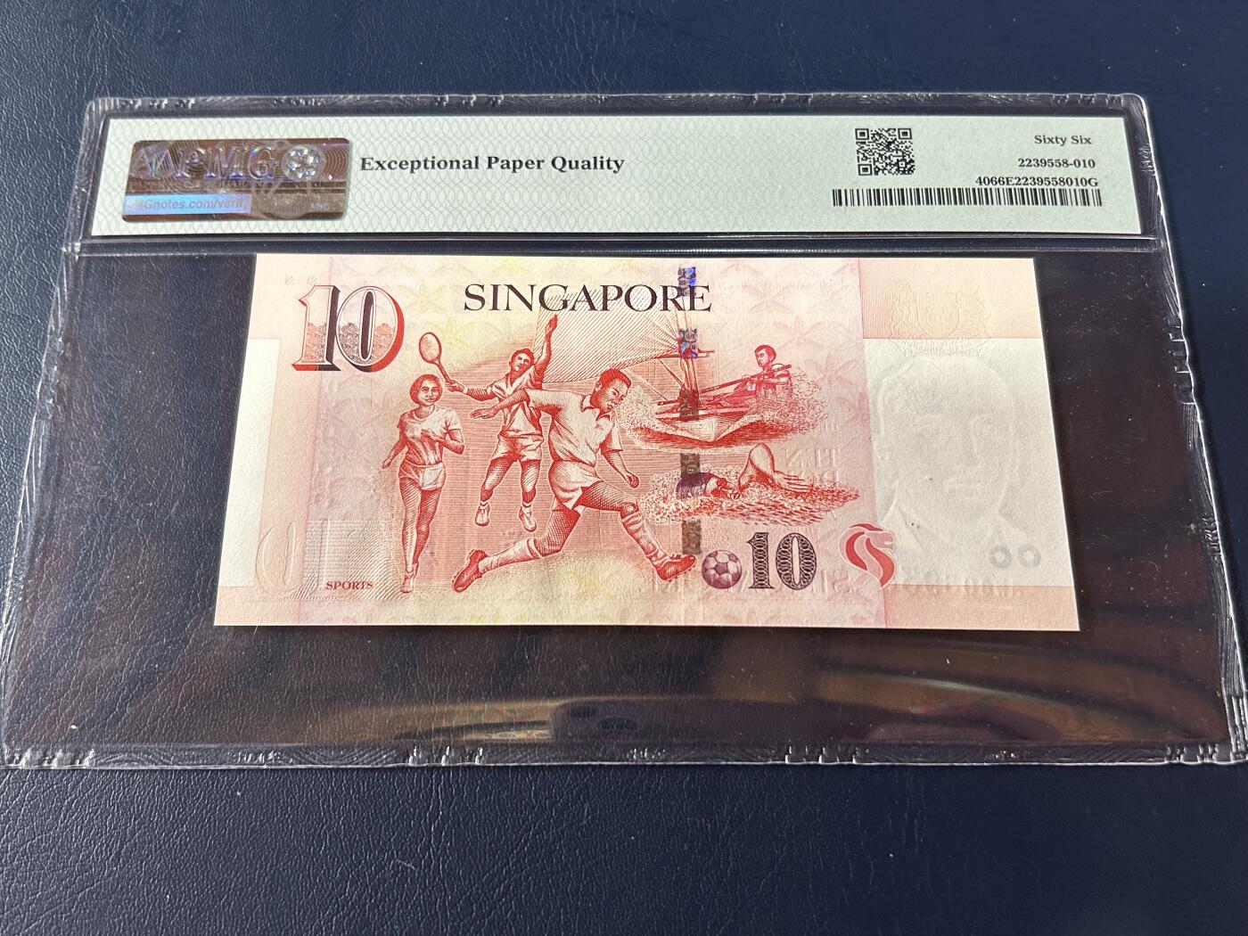 收藏联盟Quantum Auction 第404期拍卖 @征集拍品 长期供货可享分佣福利 1999年新加坡10元 纸质总统头像版 号码无47 PMG66E