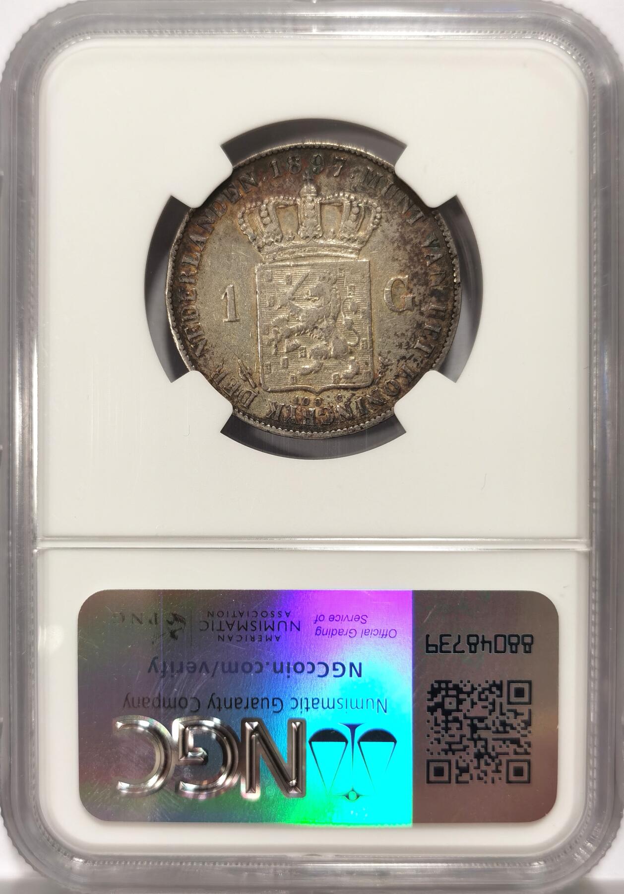 博洋堂世界钱币拍卖第106期（全场包邮） NGC XF40 荷兰1897年威廉敏娜1盾银币,经典萝莉头造型