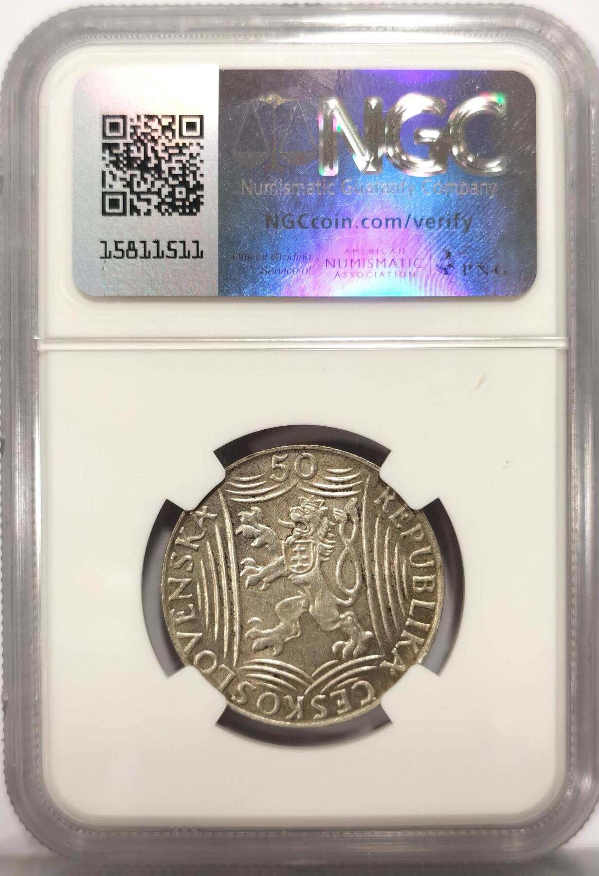 博洋堂世界钱币拍卖第106期（全场包邮） NGC UNC 捷克斯洛伐克1949年斯大林70周年50克朗银币