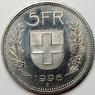 布加迪🐬～世界钱币(上海)🌾第 179期 /  各国套币和散币 - 瑞士🇨🇭 1996年 5法郎