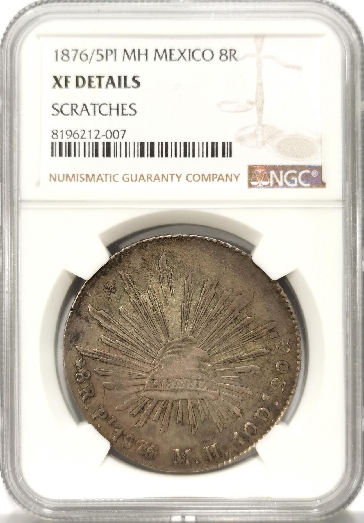 博洋堂世界钱币拍卖第106期（全场包邮） NGC XF 墨西哥1876/5PI MH骑字花边鹰洋 少见好版
