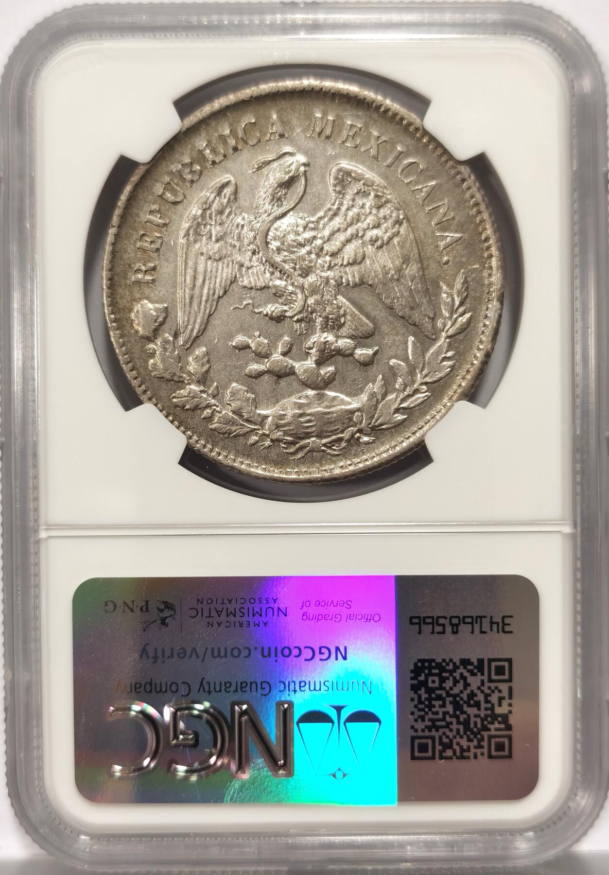 博洋堂世界钱币拍卖第106期（全场包邮） NGC AU 墨西哥1900年ZS FZ版直边鹰洋1比索银币