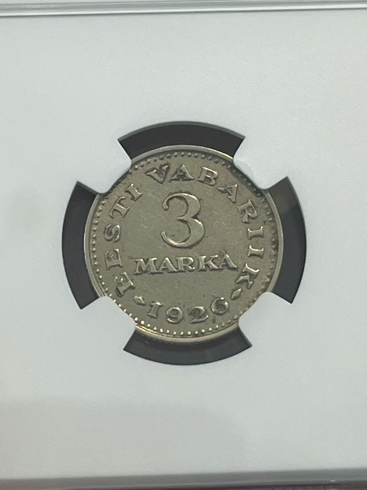 NGC-AU55 1926爱沙尼亚3马克花枝版少见