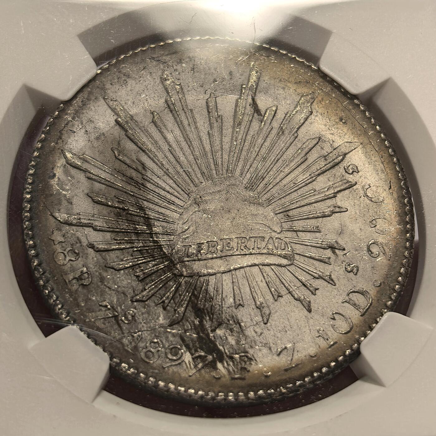 博洋堂世界钱币拍卖第106期（全场包邮） NGC MS61 墨西哥1897年ZS FZ版花边鹰洋，关门年份，完美窖藏五彩