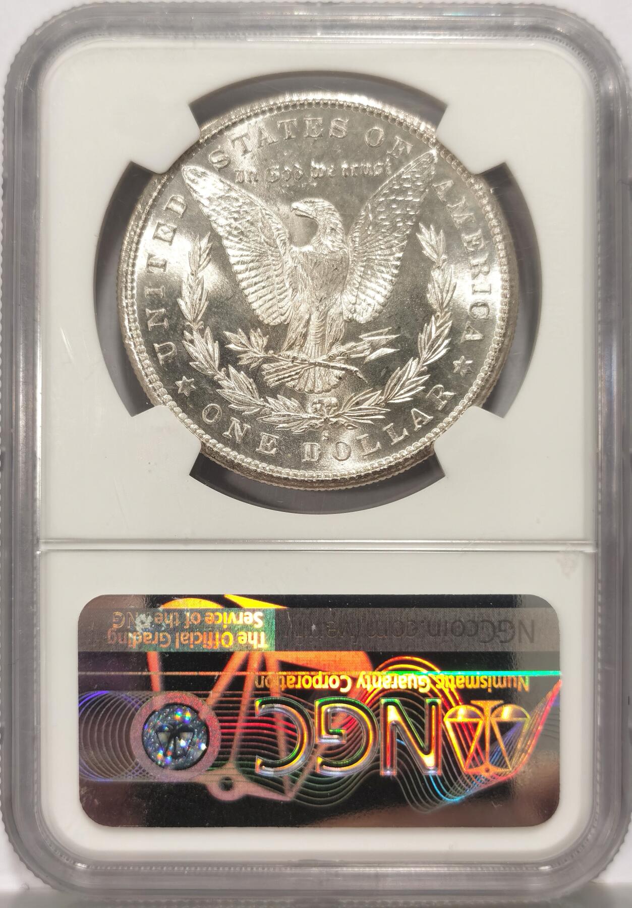 博洋堂世界钱币拍卖第106期（全场包邮） 美国1881年摩根银币S版NGC-MS65，原汁原味老包浆，包浆醇厚，打制精美，币面清爽干净又漂亮，车轮十字转光，状态一流。