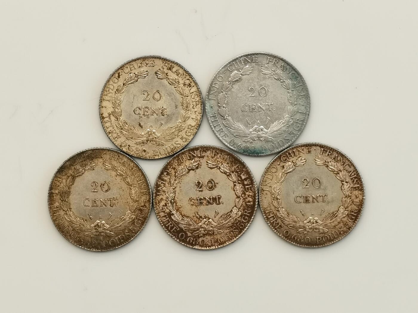 博洋堂世界钱币拍卖第106期（全场包邮） 1923年坐洋二角 原味转光 5枚一组 品相如图