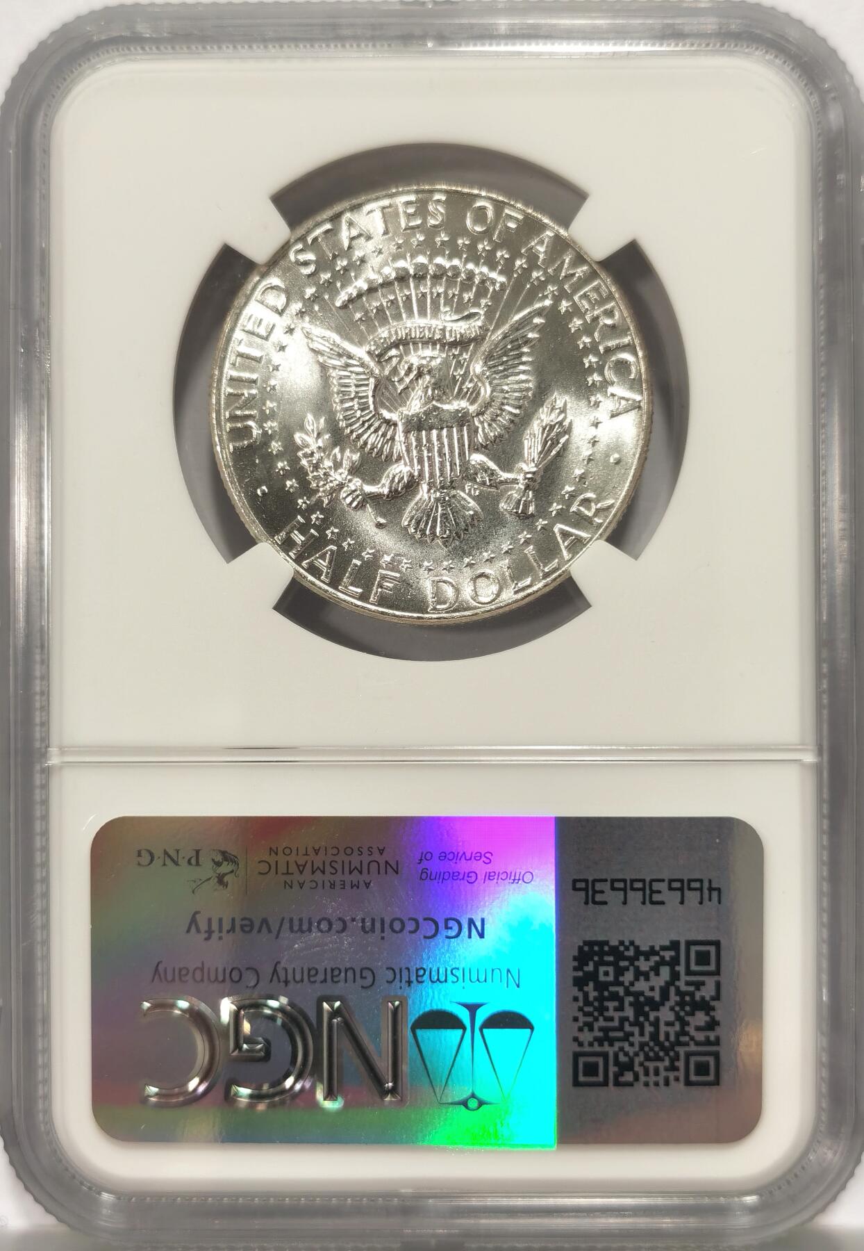 博洋堂世界钱币拍卖第106期（全场包邮） NGC MS66 美国1964年肯尼迪50美分银币，少见高分