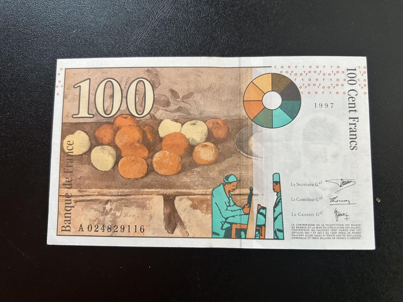 收藏联盟Quantum Auction 第404期拍卖 @征集拍品 长期供货可享分佣福利 1997年法国末版纸币100法郎 流通品如图详参