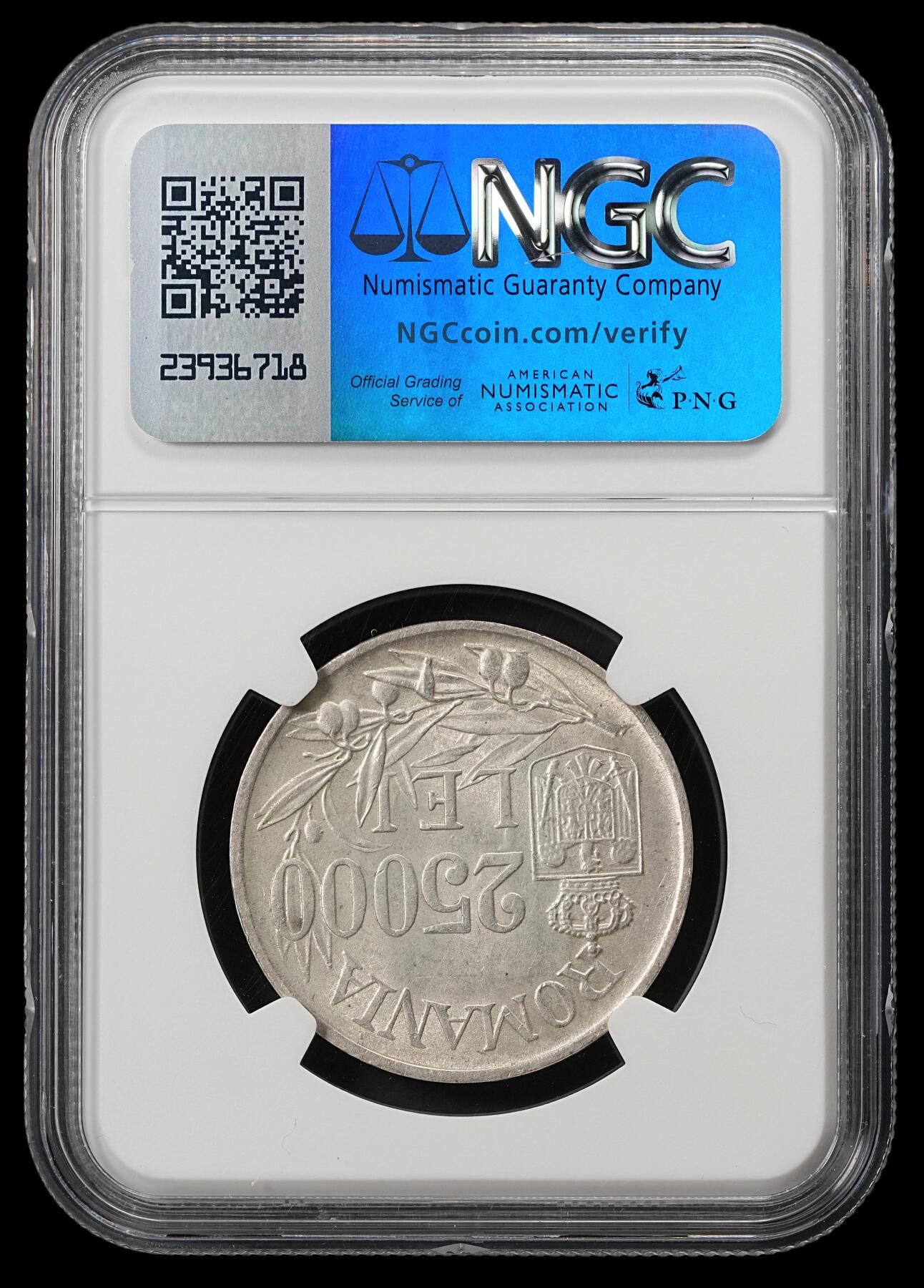 修遠堂世界钱币第五十三期 全场包邮 NGC MS62 1942年罗马尼亚25000 LEI银币